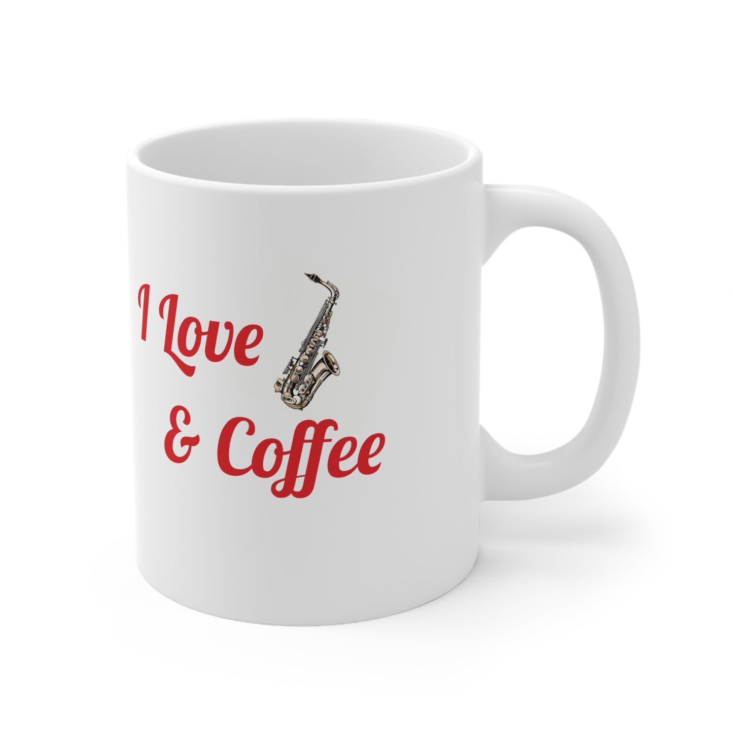 "I Love Sax and Coffee" Ceramic Coffee Mug